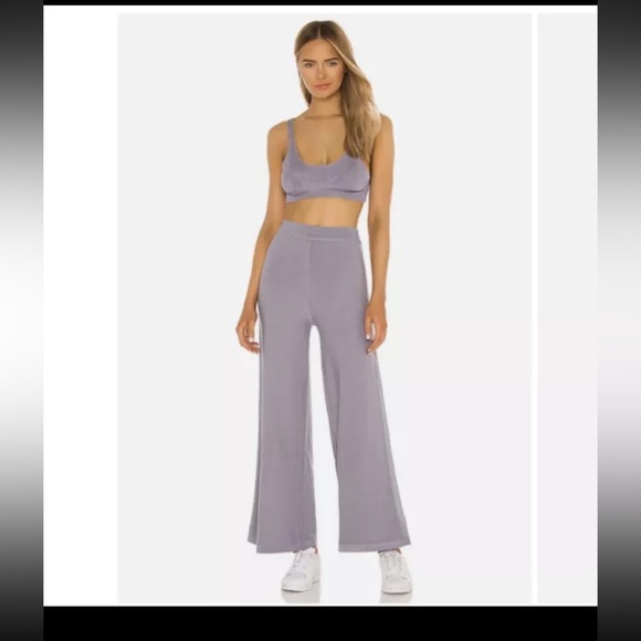 Free People Show Off Set Pewter Pants Set Active Wear spring S NWT $128 boho - Picture 1 of 11